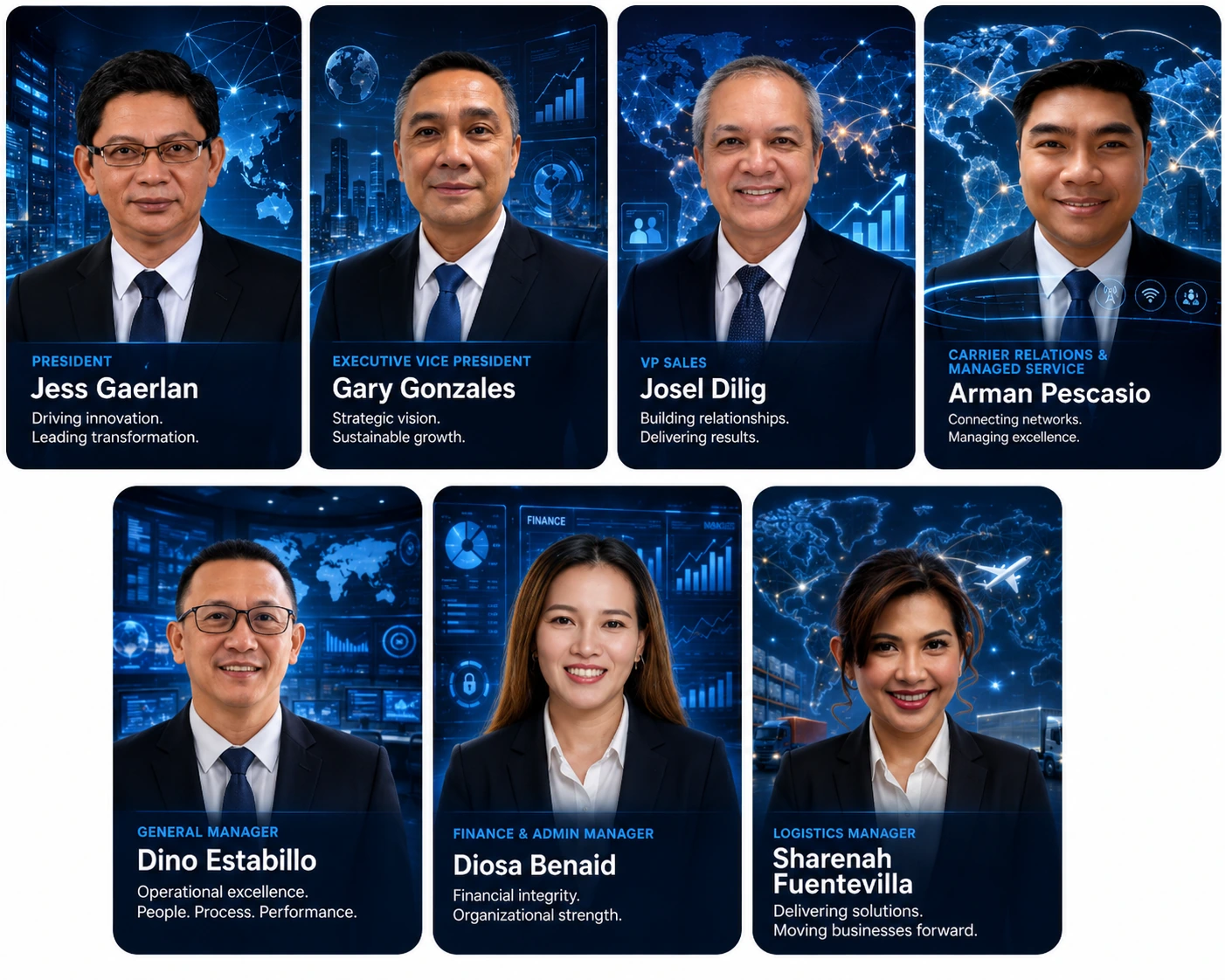 NettDriven business team: Jess Gaerlan, Gary Gonzales, Josel Dilig, Arman Pescasio, Dino Estabillo, Diosa Benaid, and Sharenah Fuentevilla